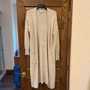 ruby moon Cream Speckled Long Open-Front Cardigan